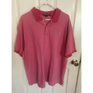 Vineyard Vines Pink & White Striped SS Polo Shirt Size XL